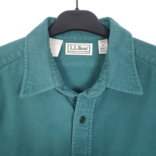 Mens Green L.L.Bean Chamois Vintage 1990s Made In USA Long Sleeve Shirt
