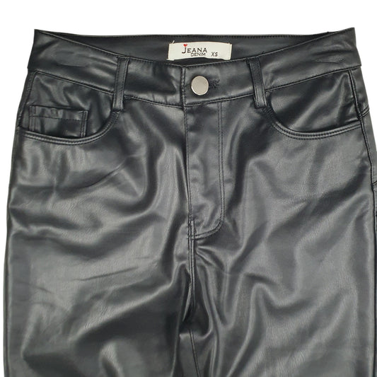 Womens Black Jeana Leather Bootcut Chino Trousers