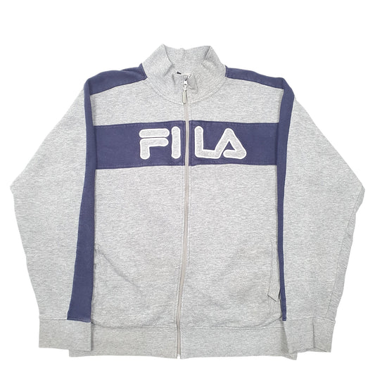 Mens Grey Fila Spellout Full Zip Jumper