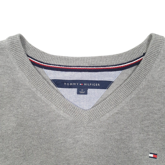 Mens Grey Tommy Hilfiger Knit V Neck Jumper