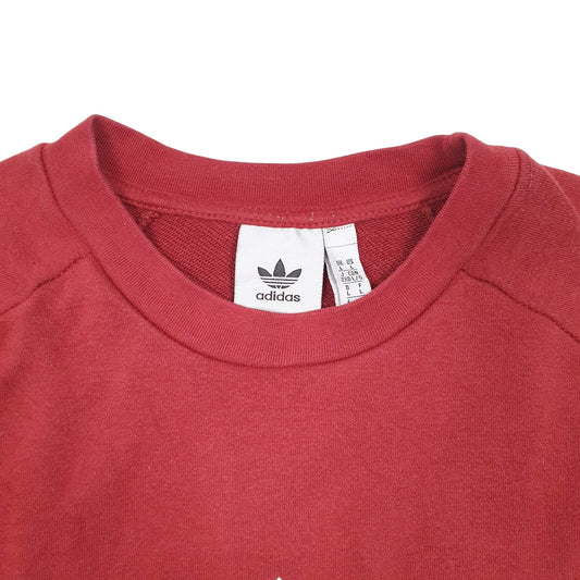 Mens Burgundy Adidas Spellout Raglan Crewneck Jumper