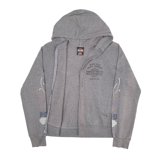 Womens Grey Harley Davidson Hoodie Full Zip Jumper
