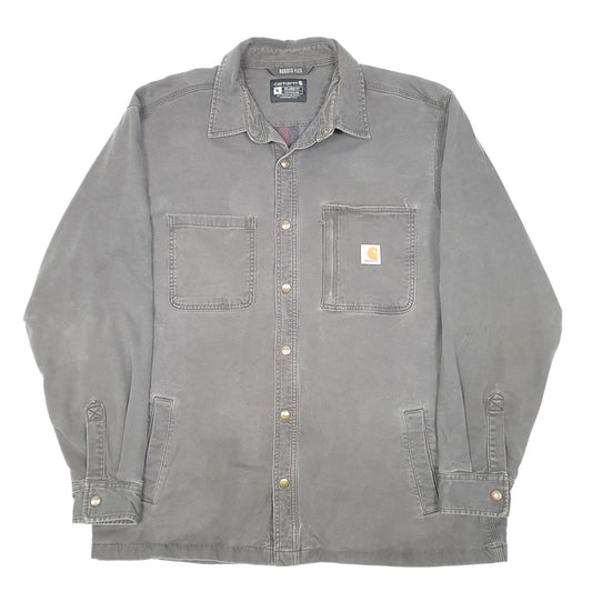 Mens Grey Carhartt Overshirt Shacket Lined Rugged Flex Coat