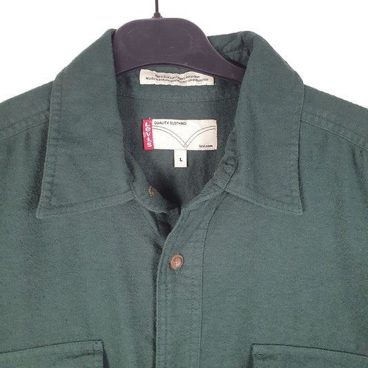 Mens Green Levis Flannel Overshirt Shacket Chamois Long Sleeve Shirt