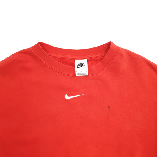 Womens Red Nike Crop Top Crewneck Jumper