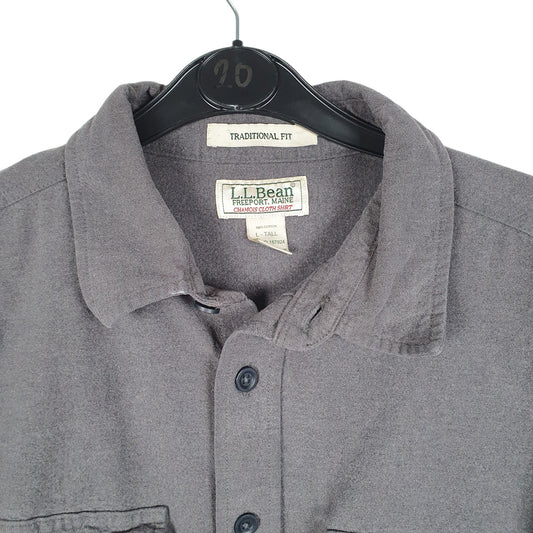 Mens Grey L.L.Bean Chamois Overshirt Shacket Tall Long Sleeve Shirt