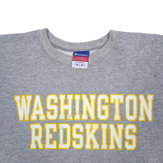 Mens Grey Champion NFL Washington Redskins Commanders Crewneck Jumper