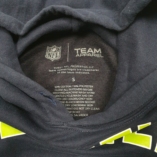 Mens Navy NFL Seattle Seahawks Football USA Spellout Hoodie Jumper