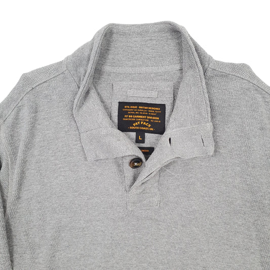Mens Grey Fat Face Button Up Quarter Zip Jumper