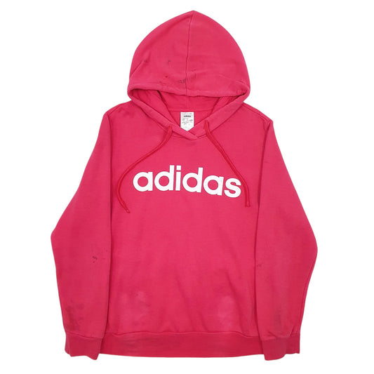 Womens Pink Adidas Spellout Hoodie Jumper