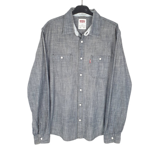 Mens Grey Levis Chambray Work Modern Long Sleeve Shirt