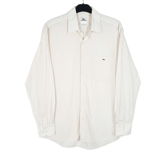 Mens Cream Lacoste Long Sleeve Shirt