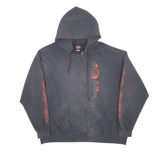 Mens Grey Harley Davidson Vintage Full Zip Jumper