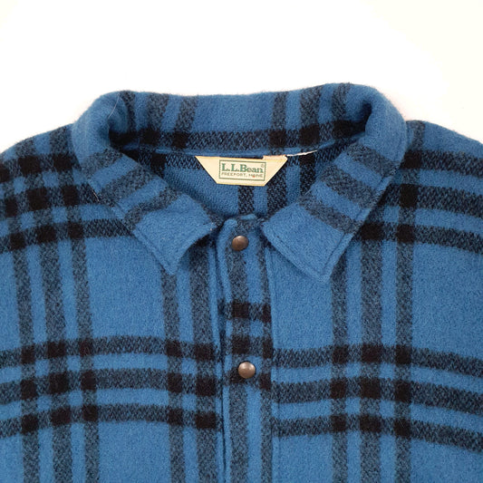 Mens Blue L.L.Bean Vintage 1970s 80s Pullover Mackinaw Jacket Quarter Zip Jumper