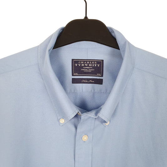 Mens Blue Charles Tyrwhitt Non Iron Long Sleeve Shirt