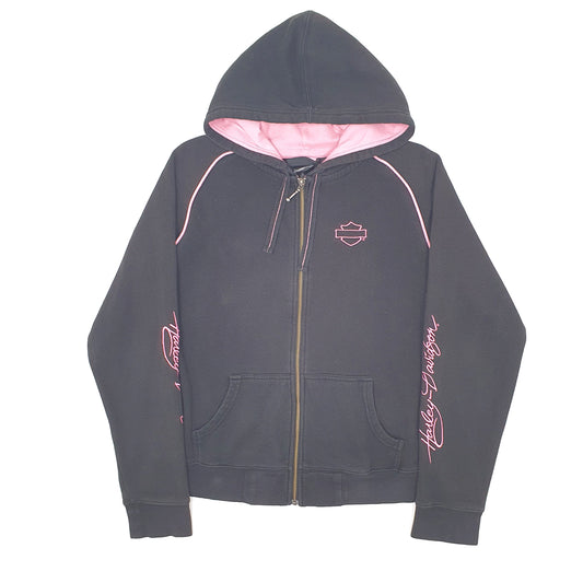 Womens Black Harley Davidson Hoodie Full Zip Jumper