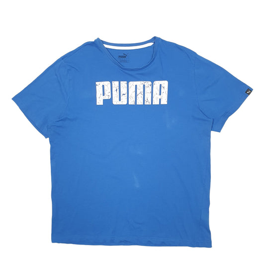 Mens Blue Puma Spellout Short Sleeve T Shirt