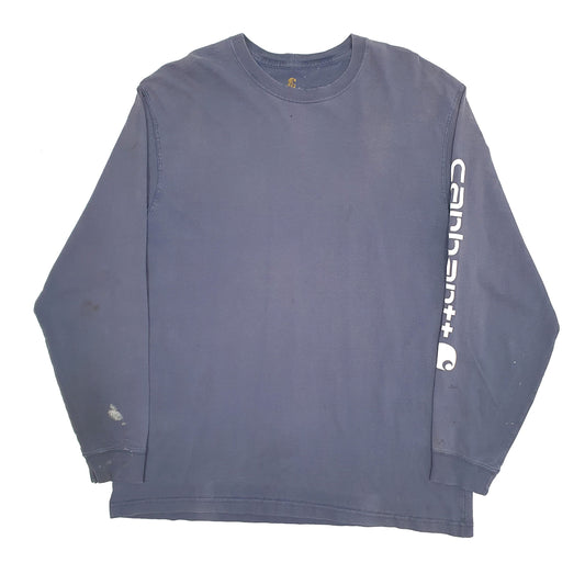 Mens Navy Carhartt Long Sleeve T Shirt