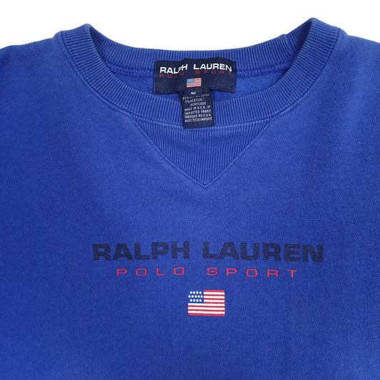 Mens Blue Ralph Lauren Polo Sport Vintage 90s Made In USA Crewneck Jumper
