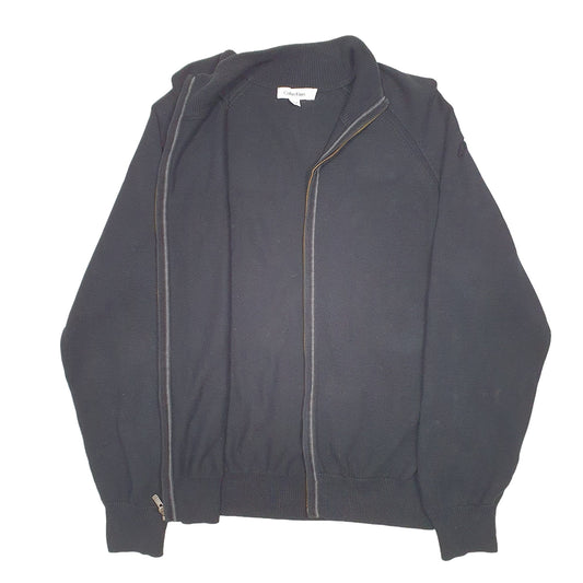 Mens Black Calvin Klein Knit Cardigan Raglan Full Zip Jumper