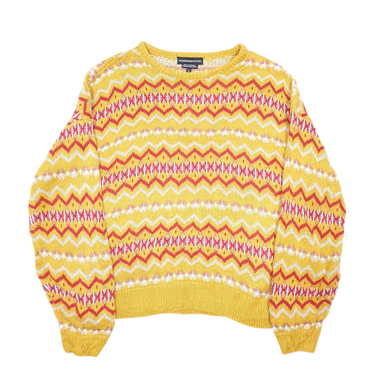 Womens Yellow Wednesdays Girl Knit Zig Zag Crewneck Jumper