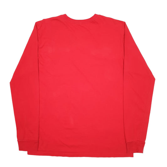Mens Red Nike Spellout Long Sleeve T Shirt