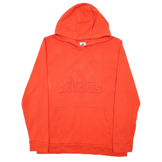 Mens Orange Adidas Spellout Raised Logo Hoodie Jumper