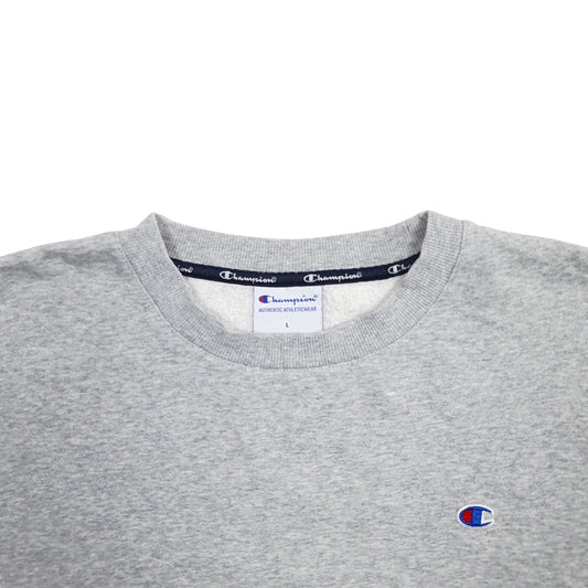 Mens Grey Champion Spellout Crewneck Jumper