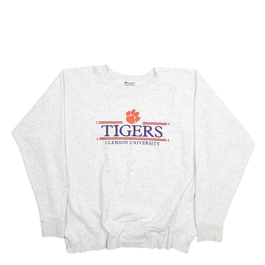 Mens Grey Champion Clemson University Tigers Spellout Crewneck Jumper