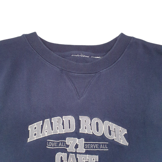 Mens Navy Hard Rock Cafe 71 Louisville USA Spellout Crewneck Jumper