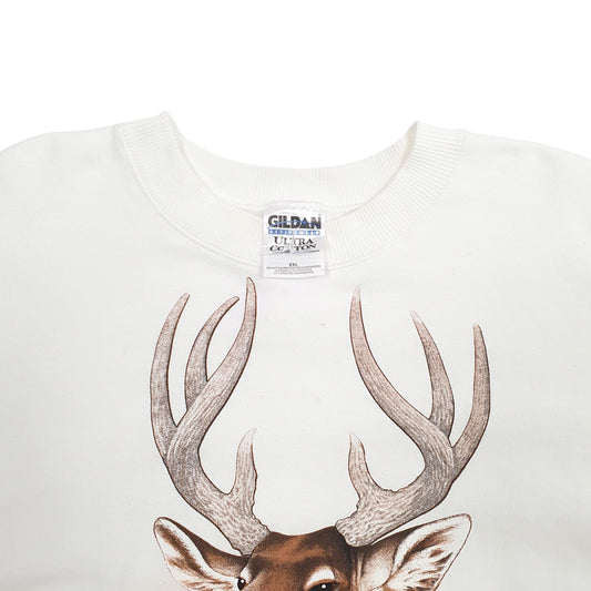 Mens White Gildan Colorado Deer Crewneck Jumper