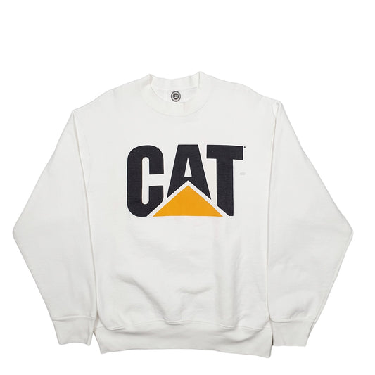 Mens White Cat Spellout Crewneck Jumper