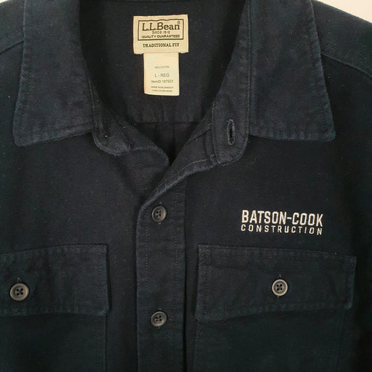Mens Navy L.L.Bean Chamois Overshirt Long Sleeve Shirt