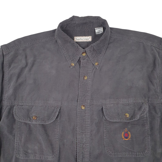 Mens Grey Bugle Boy Company Corduroy Long Sleeve Shirt