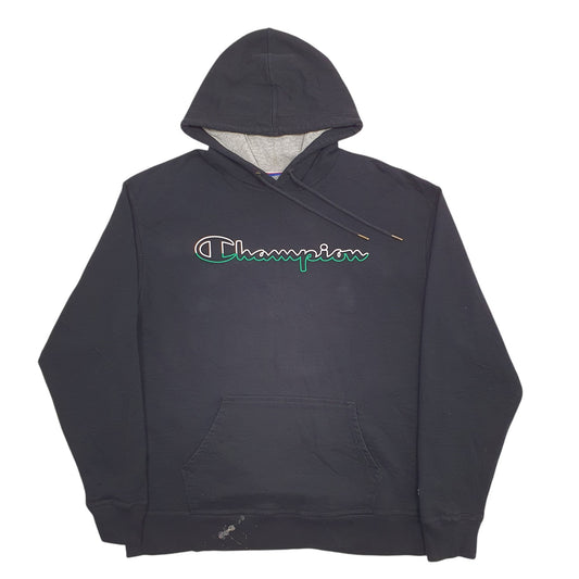 Mens Black Champion Spellout Hoodie Jumper