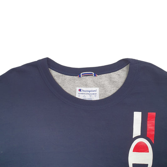 Mens Navy Champion Spellout Crewneck Jumper