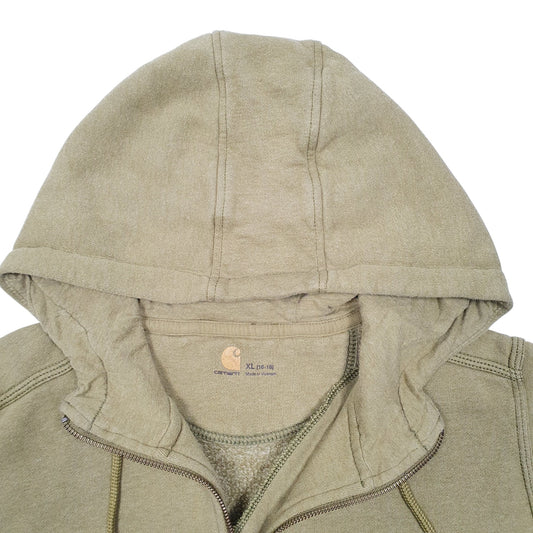 Womens Green Carhartt Workwear Quarter Zip Hoodie Jumper