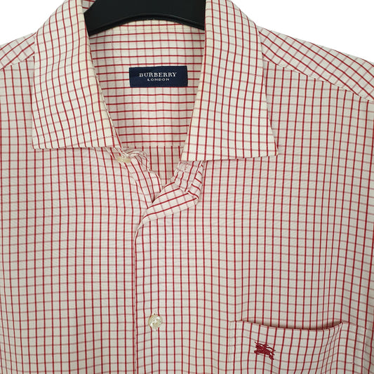 Mens Red Burberry Long Sleeve Shirt