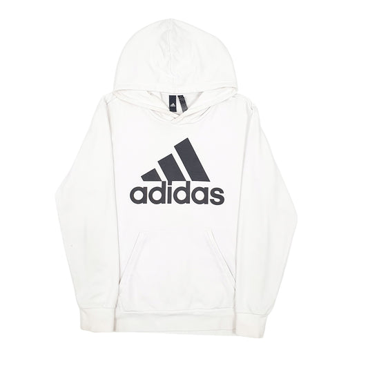Mens White Adidas Hoodie Jumper