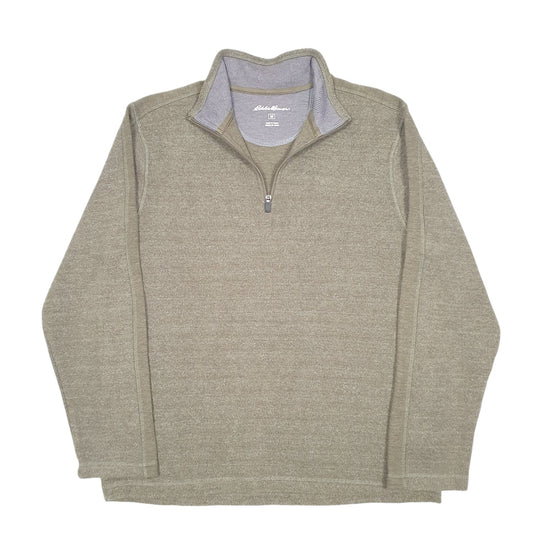 Mens Khaki Eddie Bauer Quarter Zip Jumper