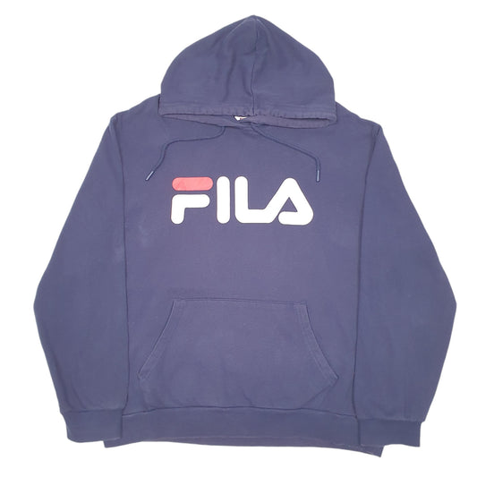 Mens Navy Fila Spellout Hoodie Jumper