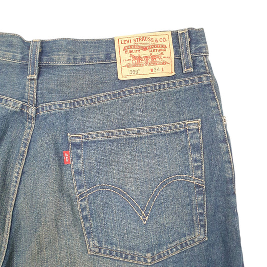 Mens Blue Levis Denim Jeans Jorts 569 Loose Baggy Denim Shorts