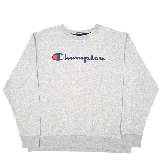 Mens Grey Champion Script Crewneck Jumper