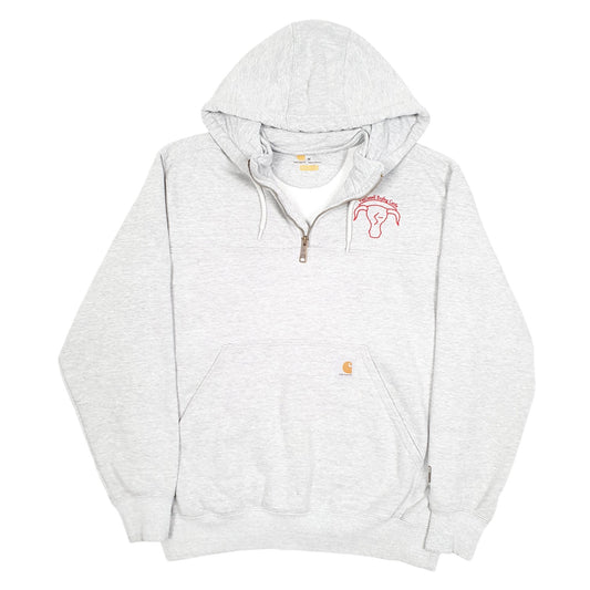 Mens Grey Carhartt Workwear Hoodie Van Tassell Roping Cattle USA Quarter Zip Jumper
