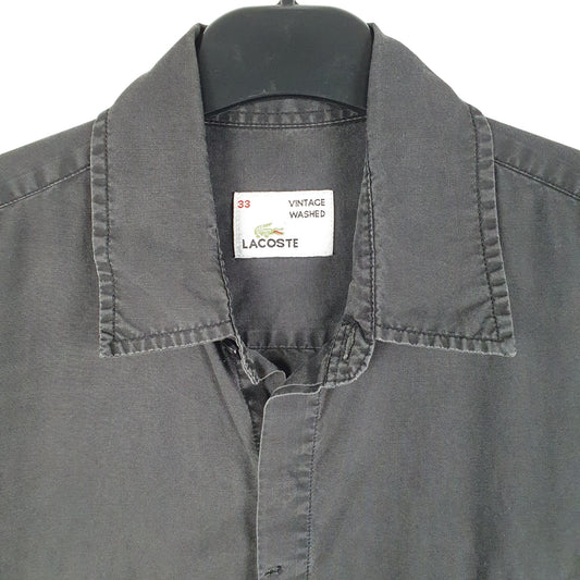 Mens Black Lacoste Vintage Washed Long Sleeve Shirt