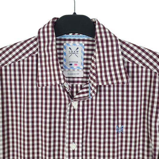 Mens Burgundy Crew Clothing Long Sleeve Shirt