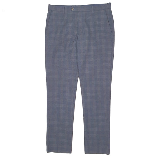 Mens Navy Next Check Formal Trousers