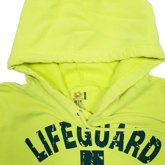 Womens Yellow Fruit Of The Loom Lifeguard Spellout Hoodie Jumper