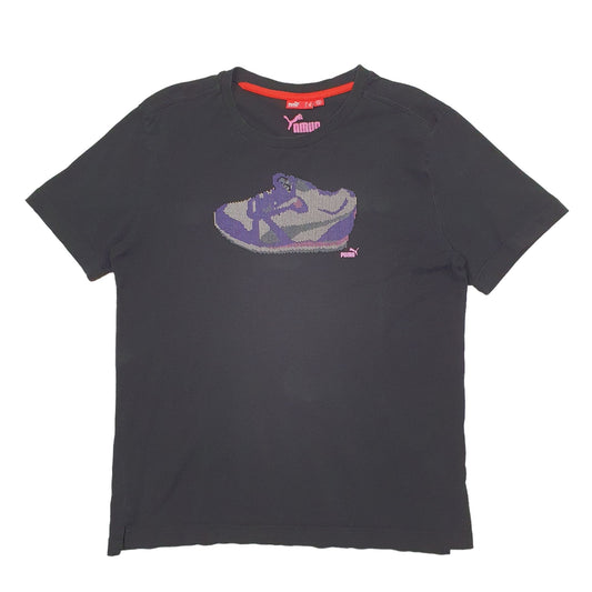 Mens Black Puma Spellout Short Sleeve T Shirt