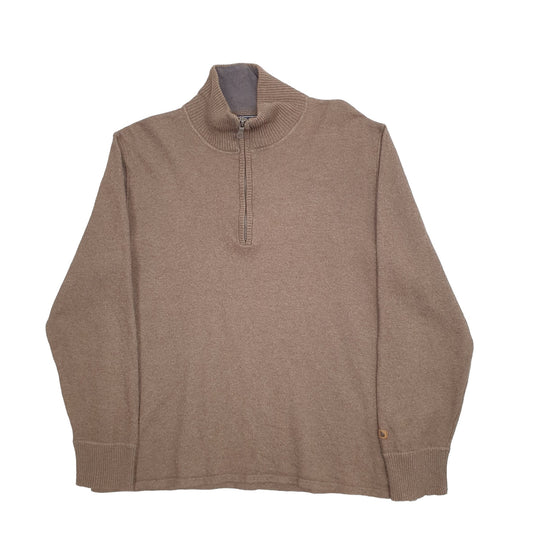 Mens Brown The North Face Quarter Jumper